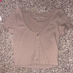 Aeropostale Women's Brown Ribbed Crop Top